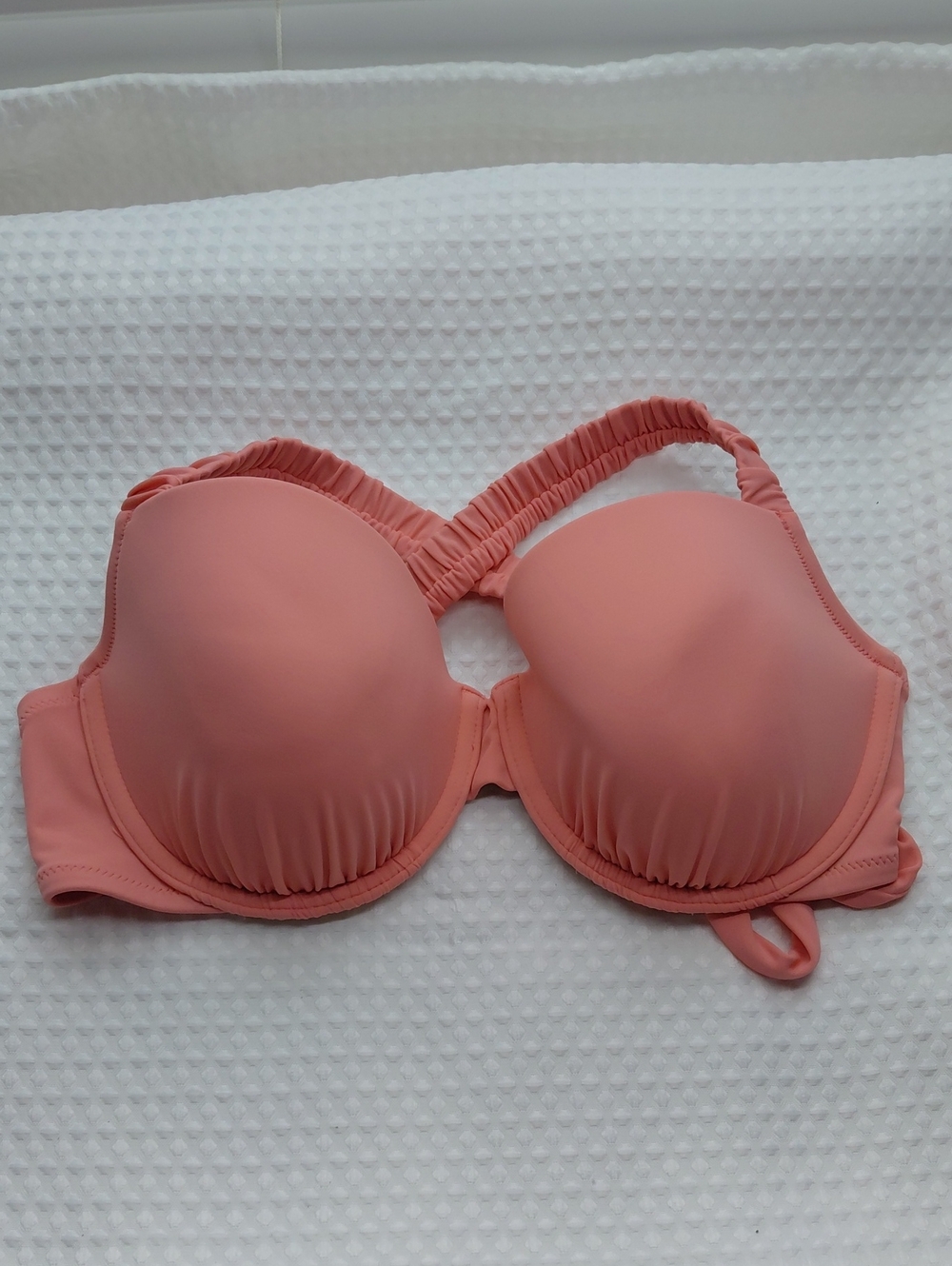 Shade & Shore Women’s Padded Strap Cross-Back Bikini Top - Coral Pink Sz 34D